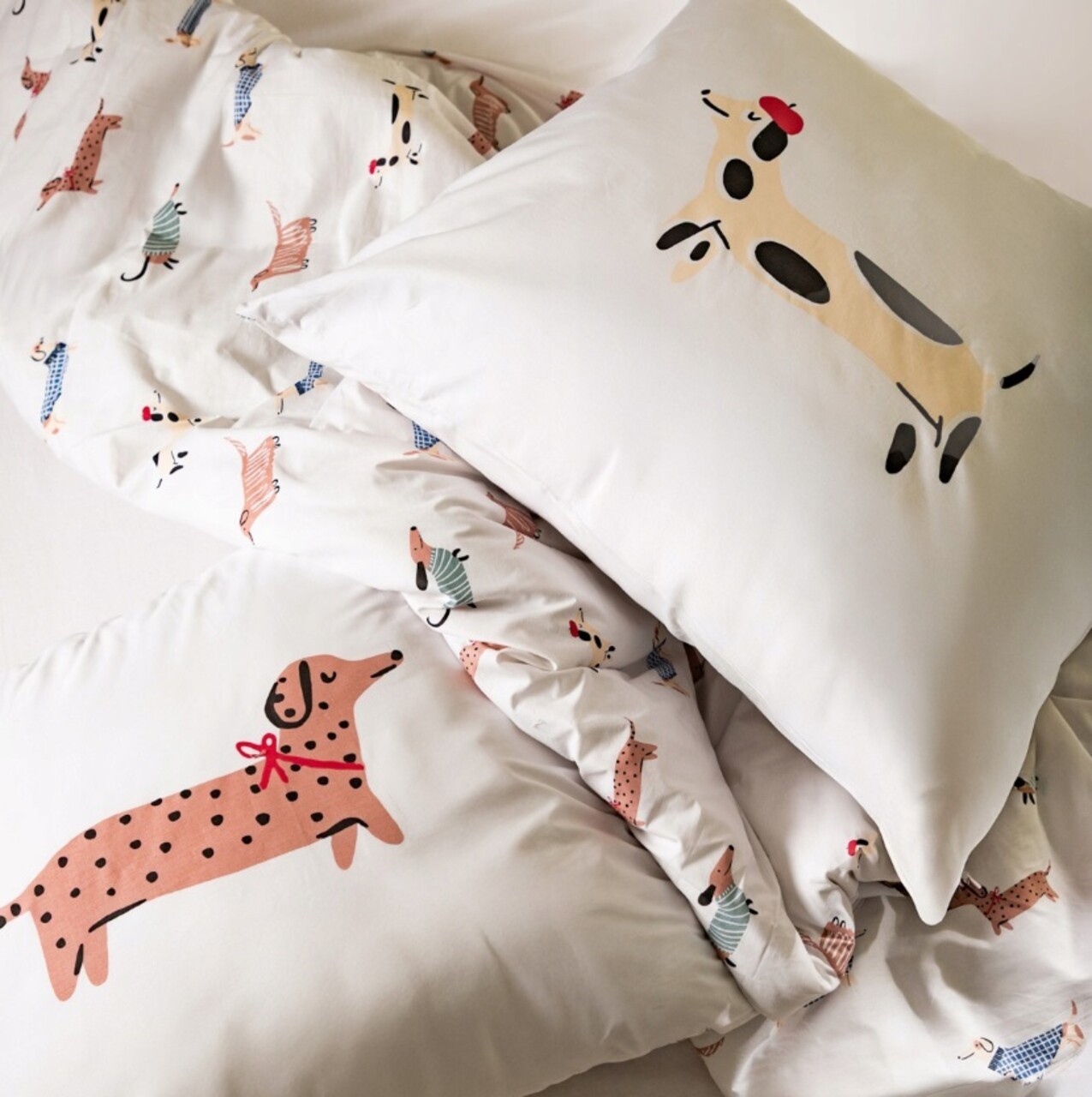 Lenjerie de pat dubla Teckel, Homla, 3 piese, 160x200 cm, bumbac, multicolor - 1 | YEO