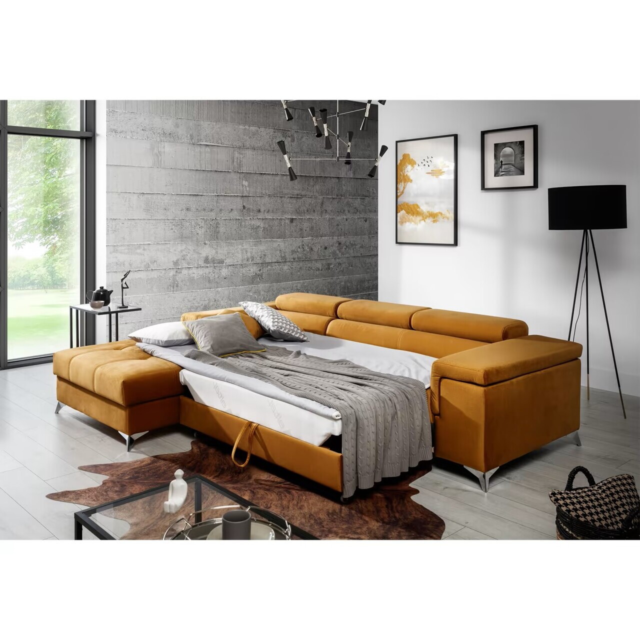 Coltar extensibil stanga 4 locuri ELTAP, Ric-65, Ricardo, 281x205x88 cm, lemn/poliester, mustar - view 5