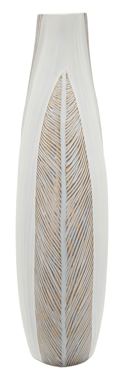 Vaza decorativa, Mauro Ferretti, Ho Chi Minh, 29.5x13.5x50 cm, polirasina, alb decolorat - imagine 4