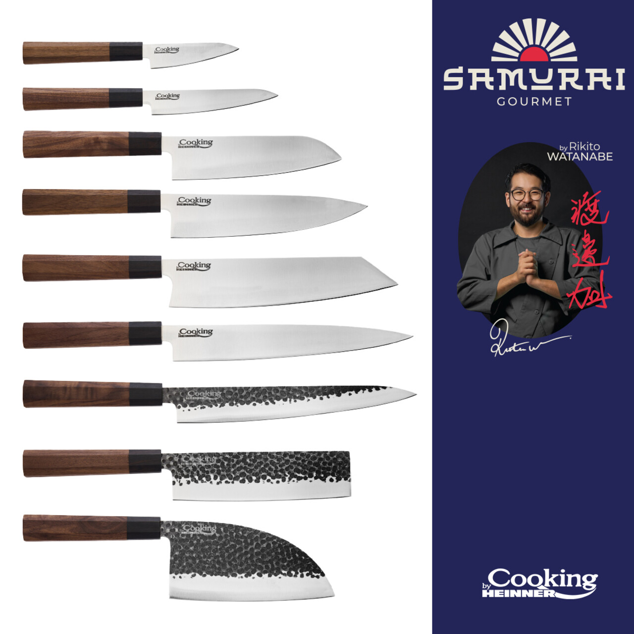 Cutit pentru decojit, Samurai Gourmet by Rikito Watanabe si Cooking by Heinner, 9 cm, inox/lemn, maro - imagine 7