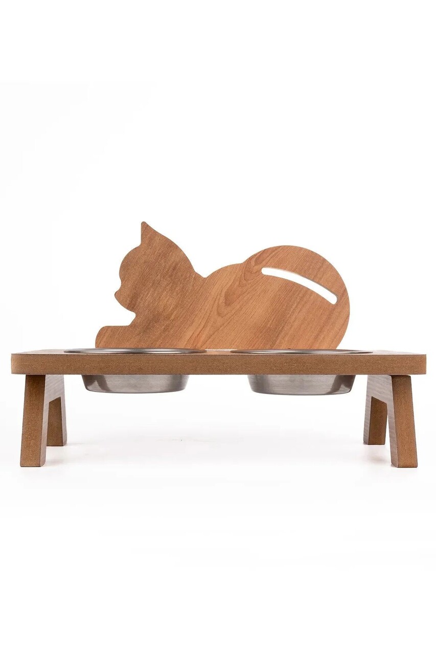 Bol pentru hrana animale de companie, Paws &amp; Whiskers, Apvm13, MDF , Multicolor - imagine 4