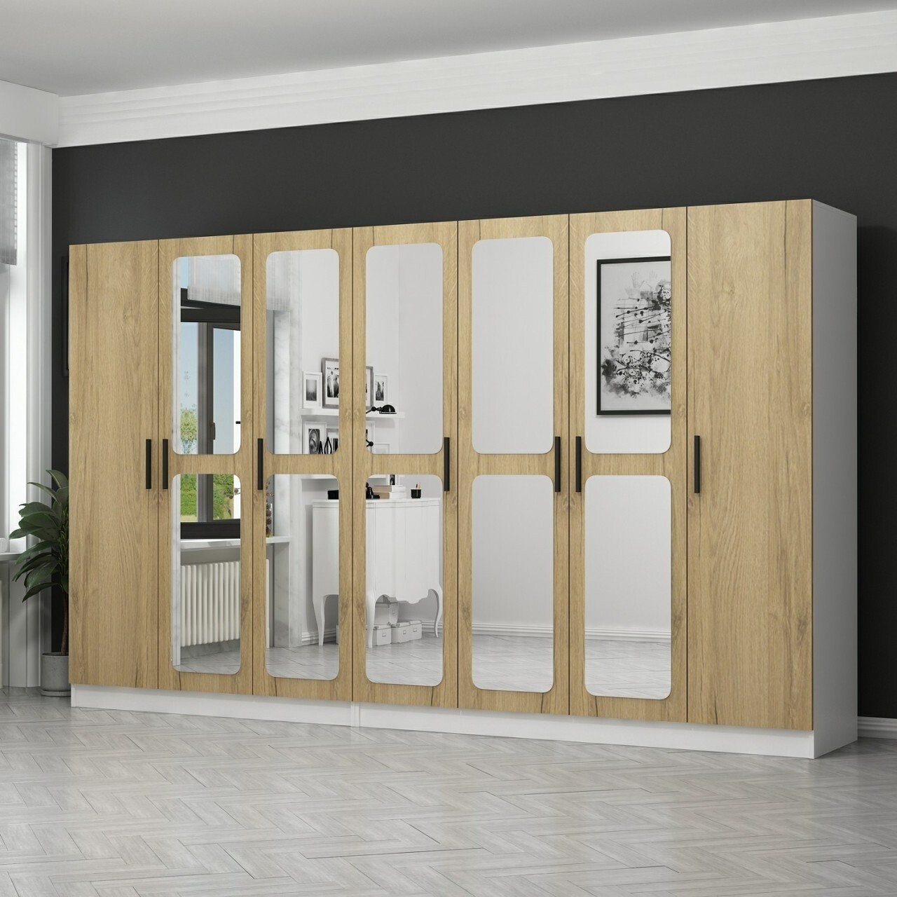 Dulap pentru haine, Minerva, Kale, 315x190x52 cm, PAL, Maro - 1 | YEO