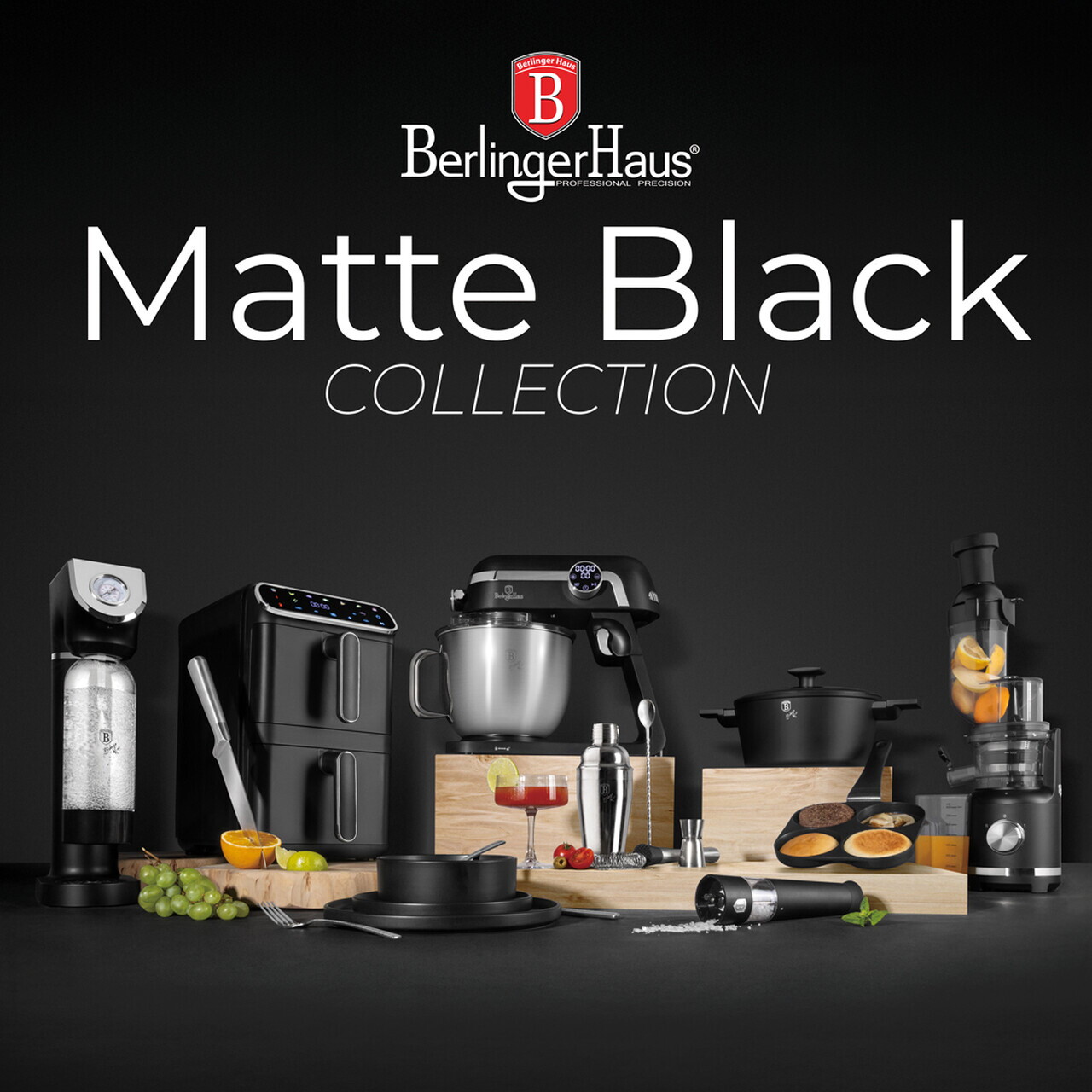 Cuptor cu microunde Berlinger Haus, Matte Black, 1200W, 20L, 45.2x26.2x33.5 cm, negru — imaginea 6