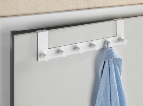 Cuier cu montare pe usa celano, wenko, 11 x 7.5 x 39 cm, inox, alb