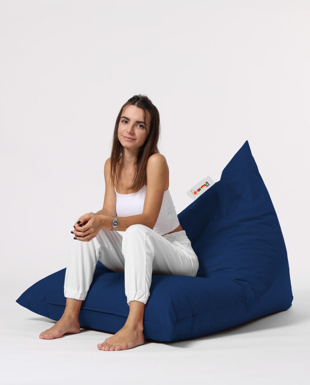 Fotoliu Puf, Bean Bag Ferndale, Pyramid Bed, 145 Cm, Poliester Impermeabil, Albastru Inchis