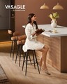 Set 2 scaune de bar, Vasagle, Ekho, 57x101 cm, otel/piele ecologica, maro camel