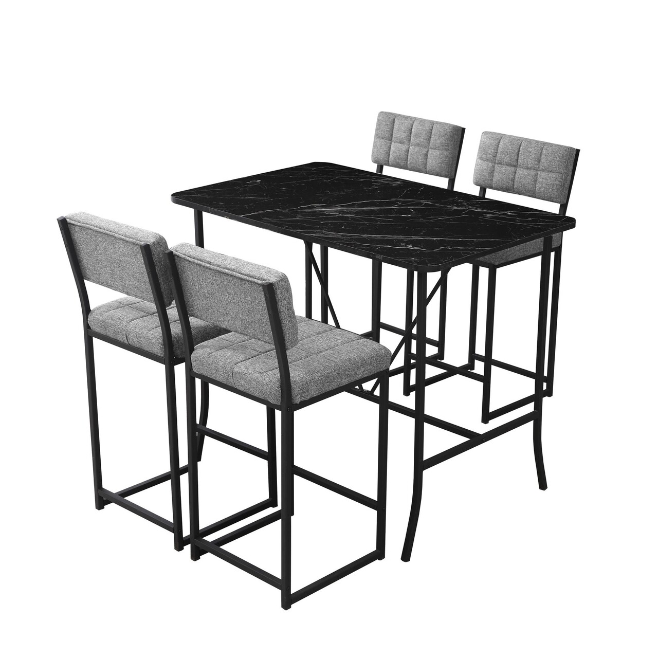 Set masa si 4 scaune de bar, Hanah Home, Retro, Gri/Negru - view 3