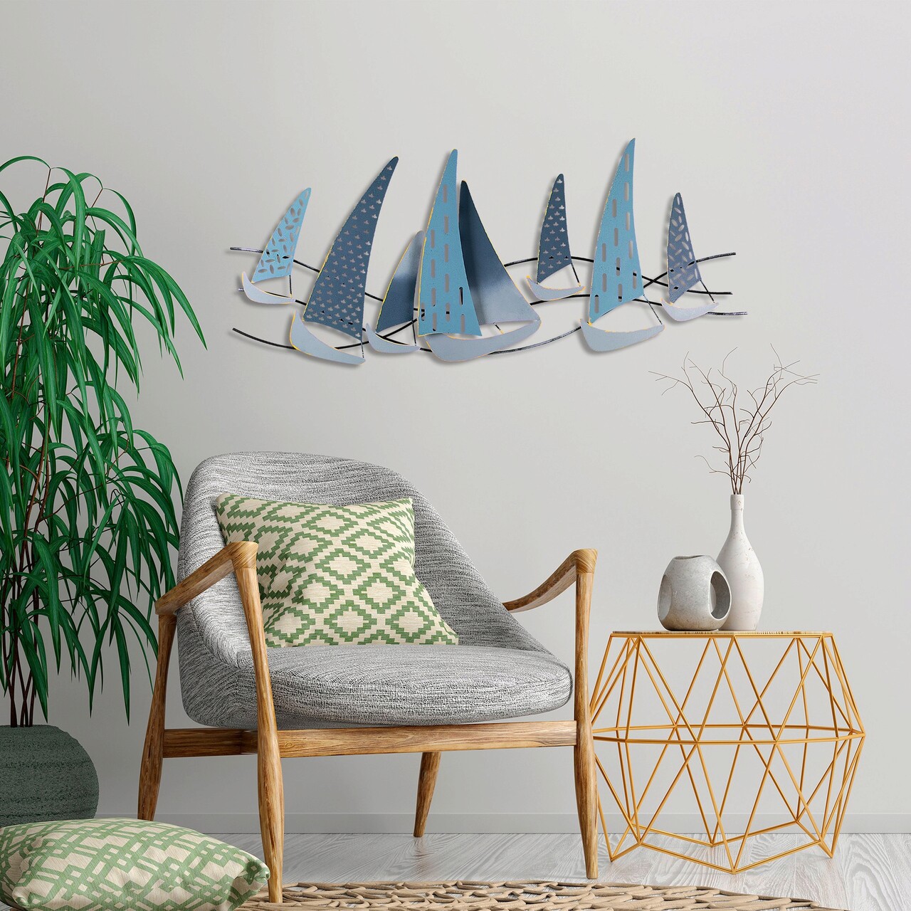 Decoratiune de perete, Uskuna 3, Metal, Dimensiune: 120 x 51 cm, Multicolor - 1 | YEO