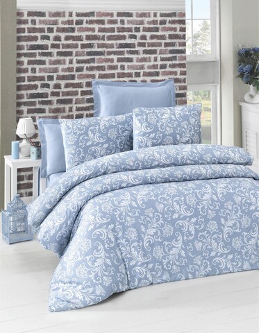 Lenjerie de pat pentru o persoana (BL), Verano – Blue, Victoria, Bumbac Satinat (BL)