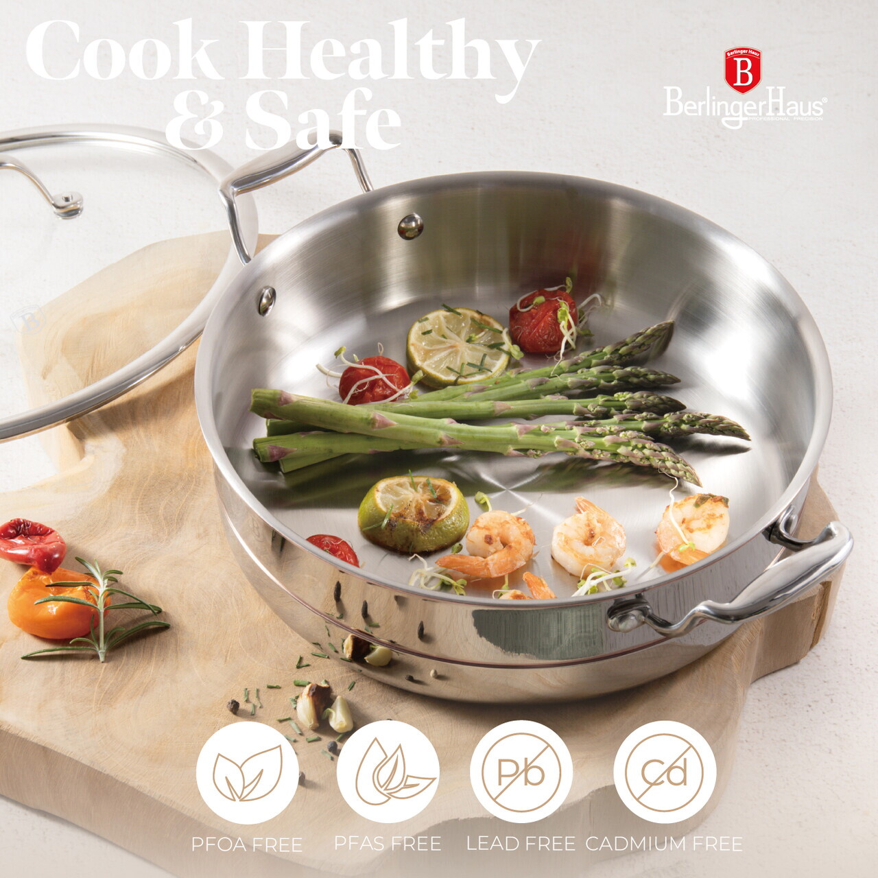 Oala cu capac Berlinger Haus, Copper Touch, 28 cm, inox, argintiu - imagine 16