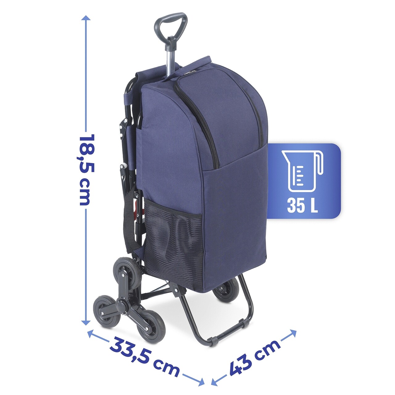 Carucior pentru cumparaturi, Maximex, Shopping, 39 x 58 x 103 cm, aluminiu/poliester, albastru - 1 | YEO