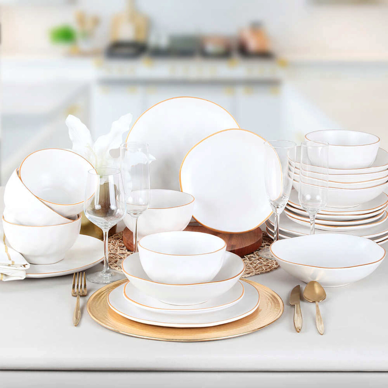 Serviciu de masa, Keramika, 275KRM1685, Ceramica, Aur/Alb - 1 | YEO