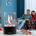 Semineu decorativ de masa cu bioetanol Heatfir, InnovaGoods, Ø16 x 26.5 cm, fara fum, sticla/fier
