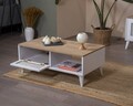 Masuta de cafea, Wolina, Calvin, 55x100x45 cm, MDF , Alb / Stejar