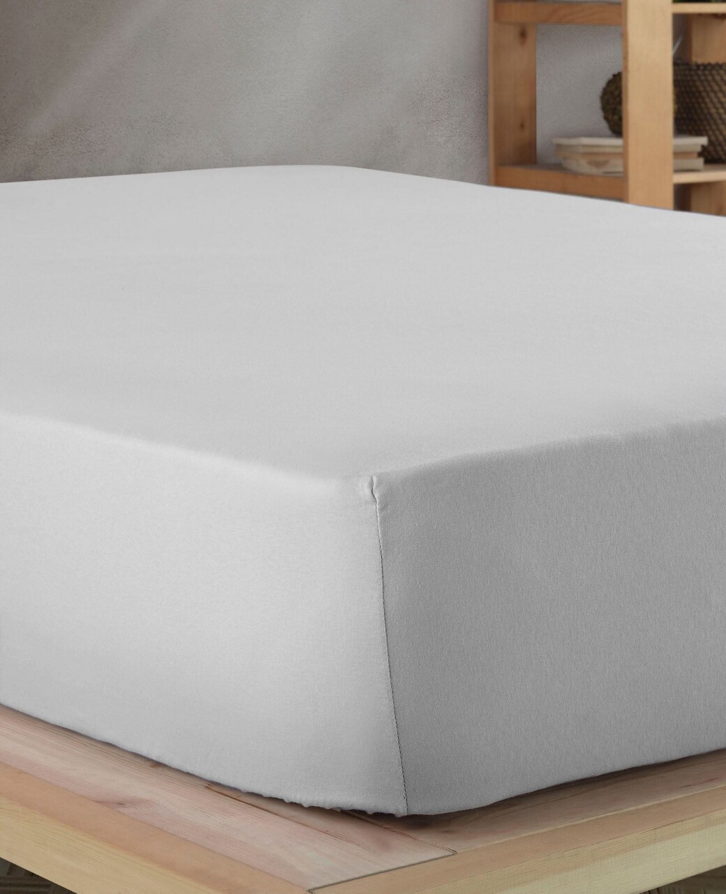Cearceaf de pat cu elastic Jersey Single Large (FR), L'essentiel Maison, Grey, Gri - imagine 3