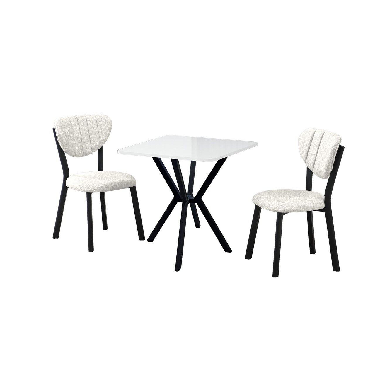 Set masa extensibila si scaune, 3 piese, Hanah Home, Elma, Crem/Alb - view 2