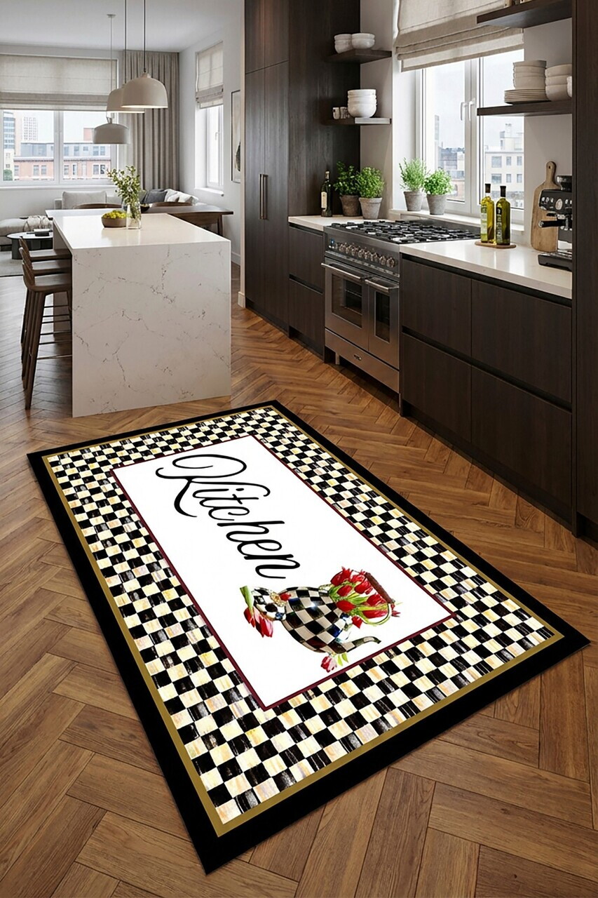 Covor, Mutfak-000026-003, 80x200 cm, Poliester, Negru — imaginea 2