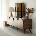 Comoda TV, Neostill, Mesta, 180x50x35 cm, Cadru: PAL MELAMINAT 100%., Maro