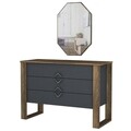 Comoda cu oglinda, Tera Home, Bumerang Aynali, pal melaminat, nuc/antracit