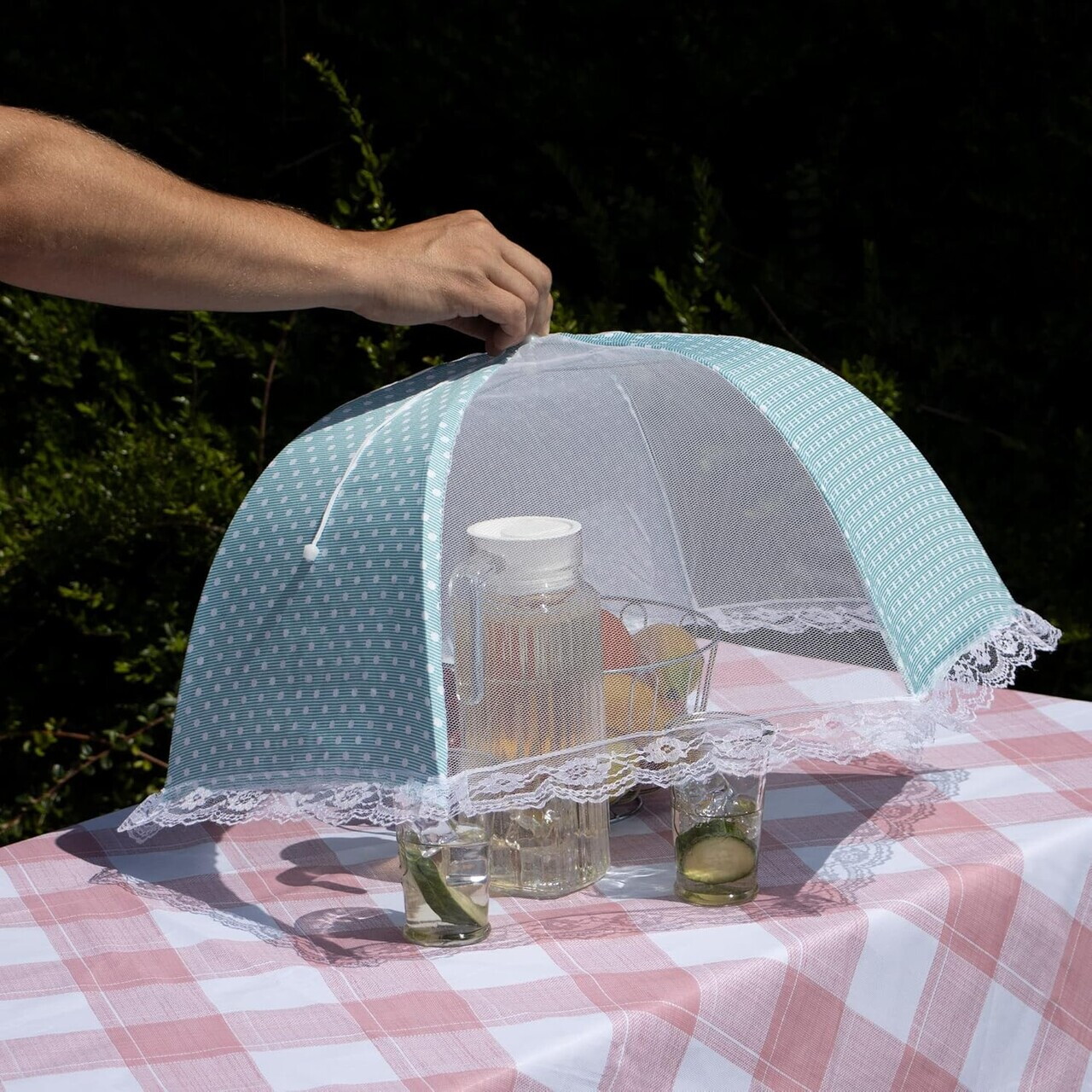 Capac pentru acoperirea alimentelor Dots, Ø45 cm, poliester, albastru