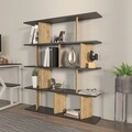 Corp biblioteca, Zena Home, Grace, 120x141x24.6 cm, PAL, Negru / Stejar