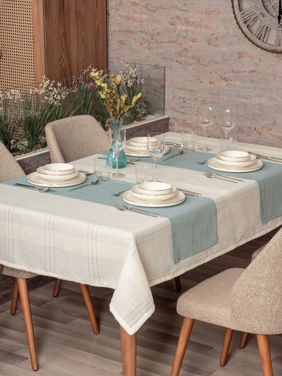 Set fata de masa (2 Pieces) L'essentiel Maison Iasomie 220 Poliester Crem