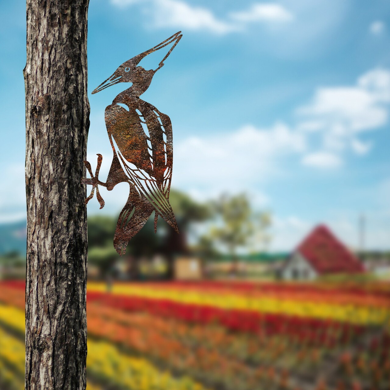 Obiect decorativ de grădină, Bird On The Branch 10, 22x40 cm, Maro - imagine 3