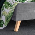 Pat tapitat Mikkel, Homla, 160x200 cm, metal/MDF/catifea din poliester, gri inchis