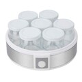 Aparat pentru iaurt, 7 borcane cu capac Jata, 24x12.5 cm/180 ml/20W, inox, transparent