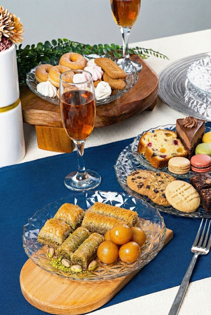 Set platouri servire desert, Hermia, 858CMR1903, Sticla, Farfurie de servire: 25 cm (1 bucată), Transparent — imaginea 3