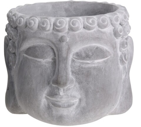 Poza Ghiveci Buddha, 16x16x12.5 cm, ciment, gri
