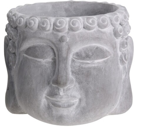 Ghiveci buddha, 16x16x12.5 cm, ciment, gri
