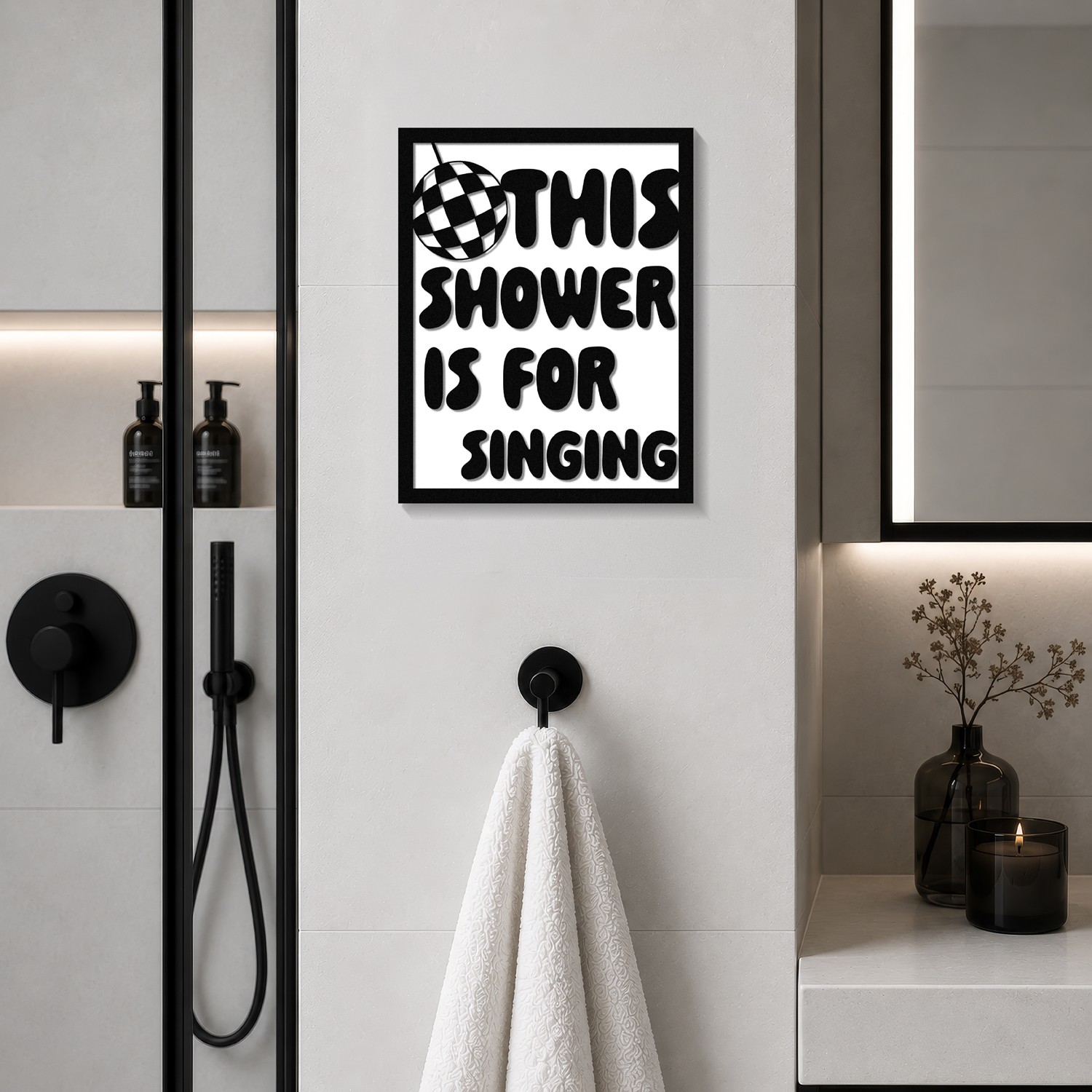 Tablou decorativ, Shower Singer, Dimensiune: 20 x 25 cm, Alb/Negru