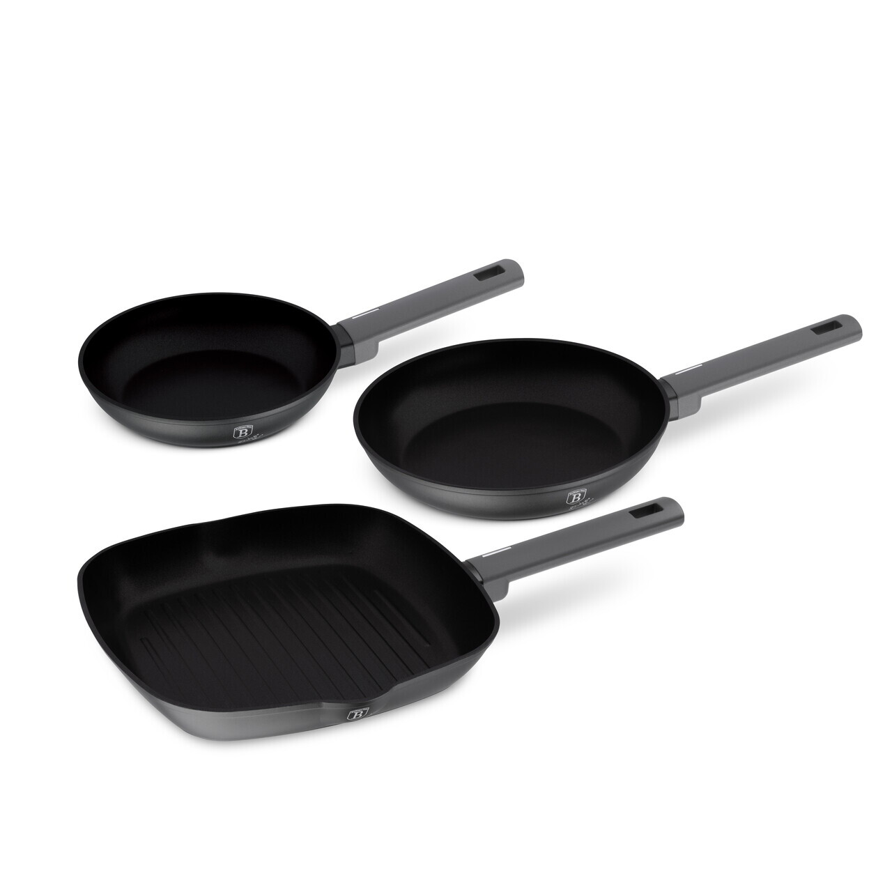 Set 3 tigai Berlinger Haus, Anthracite, 20/24/28 cm, aluminiu forjat, antracit mat - imagine 2