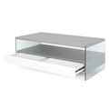Masuta pentru cafea cu 2 sertare, Norrel, L.120 l.60 H.45, pal/mdf/sticla, alb/gri