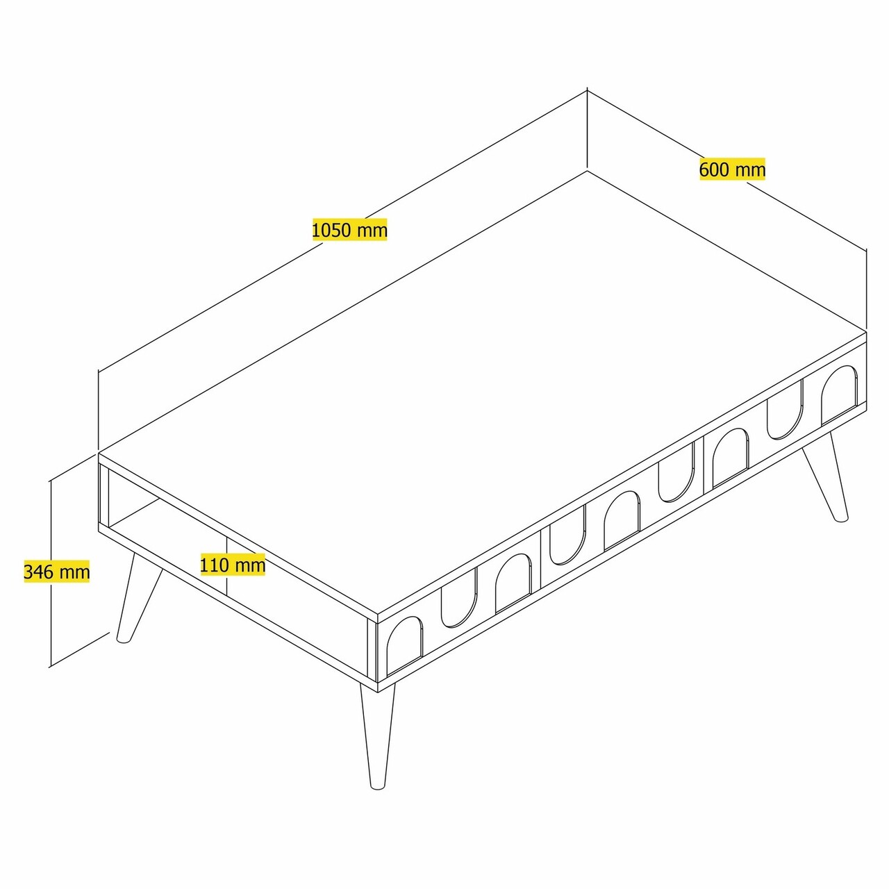 Masuta de cafea, Hommy Craft, Lyon 34, 105x34.6x60 cm, PAL, Crema/Nuca
