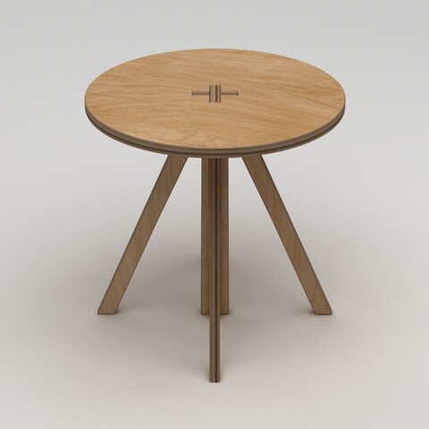 Masa, Hanah Home, Tripus, 75x75x75 cm, 100% BIRCH PLYWOOD, Lemn natural