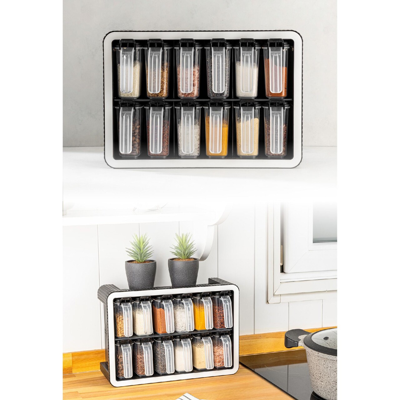 Set recipiente pentru condimente, Hermia, 964FRM5626, Dimensiune: 4,5 x 10 x 8,7 cm / 250 ml (12 bucăți), Antracit - imagine 2