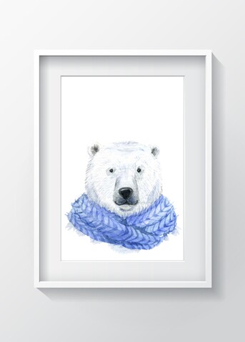 Tablou decorativ bear w scarf, oyo kids, 29x24 cm, lemn/mdf, multicolor