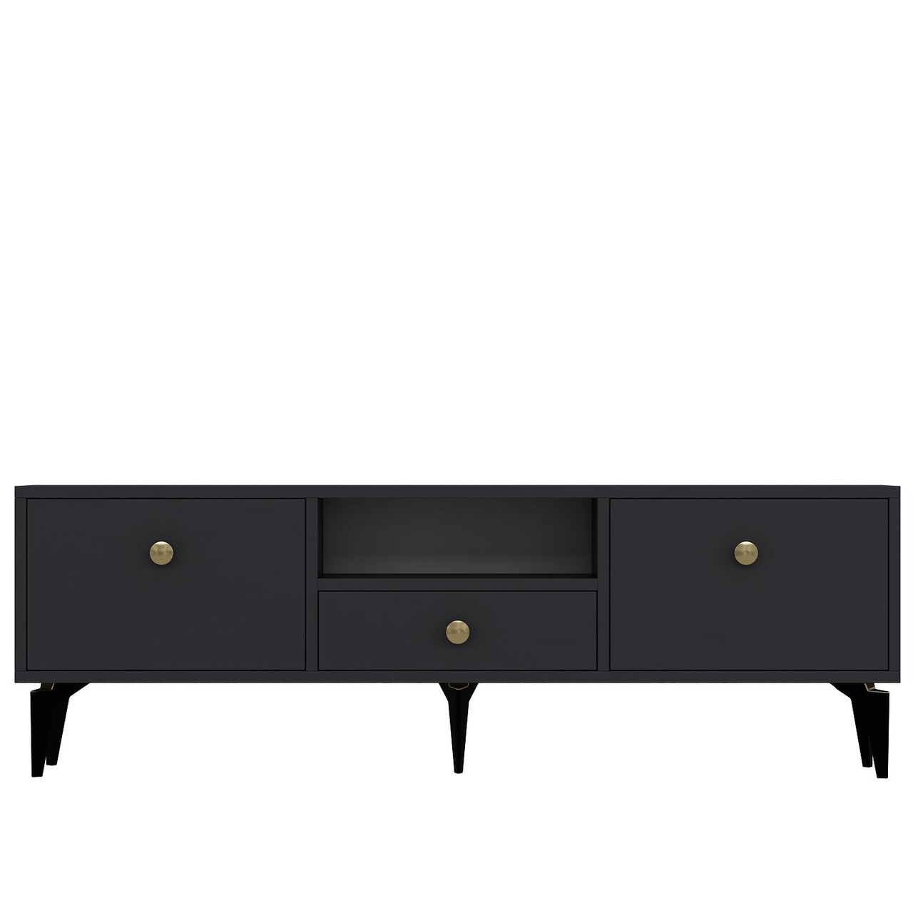 Comoda TV, Hanah Home, 1300-DROP-1, 140x49x30 cm, PAL , Antracit / Aur - view 3