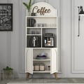 Dulap de bar pentru cafea, Hommy Craft, Lyon 80, PAL, Crema/Nuca