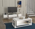 Comoda TV, Dovelle, Bianco, PAL, Alb/Auriu