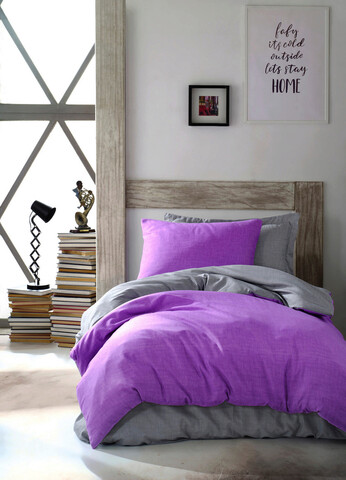 Lenjerie de pat pentru o persoana Single XXL (DE), 2 piese, Maxi Color - Purple, Eponj Home, 65% bumbac/35% poliester