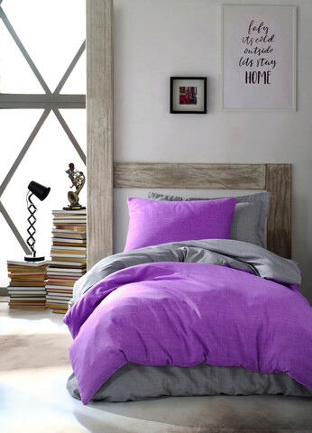 Lenjerie de pat pentru o persoana single xxl (de), 2 piese, maxi color - purple, eponj home, 65% bumbac/35% poliester