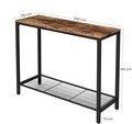 Consola cu 1 raft, Vasagle, 100 x 35 x 80 cm, otel/PAL, maro rustic