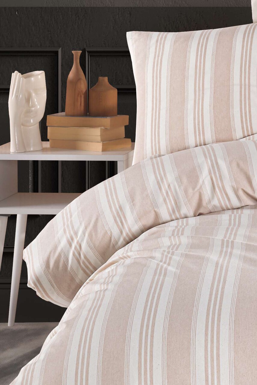 Lenjerie de pat pentru o persoana, L'essentiel Maison, Soft Line, Bej - view 4