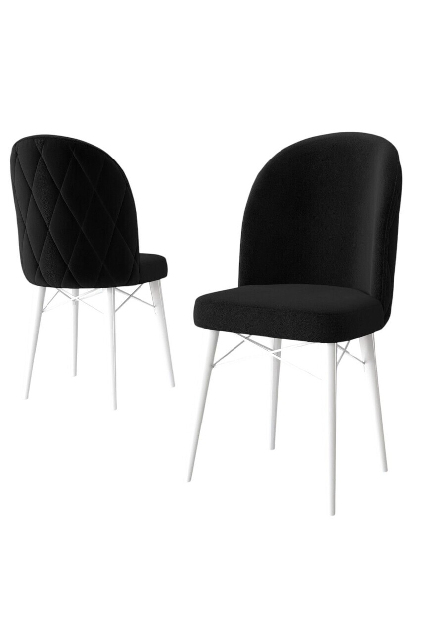 Set scaune 4 piese, Hanah Home, Bika, Alb/Negru — imaginea 2
