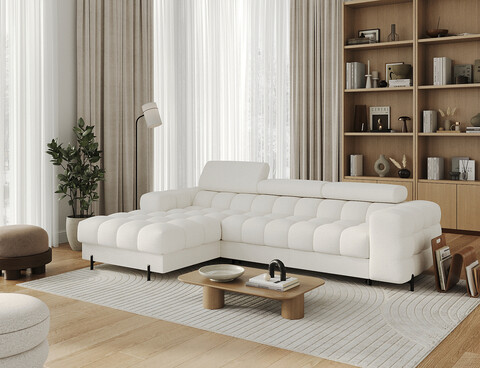 Coltar extensibil dreapta 3 locuri ELTAP, LT-01AMO, Felro, 285x181x93 cm, lemn/poliester, alb