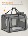 Cusca textile pentru caini / Geanta de transport animale de companie L, Feandrea, max 16 kg, 70x52x52 cm, tesatura Oxford, gri