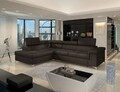 Coltar extensibil stanga 4 locuri ELTAP, ERI-35, Eridano, 275x202x88 cm, lemn/poliester, maro inchis